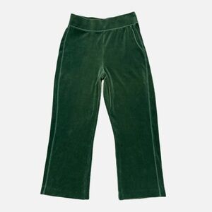 Hanes Hunter Green Velour Track Lounge Pants Wide Leg Women Medium